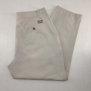 Bugle Boy Vintage Khaki Pants Mens 36x30 Tan Pleated Tapered Cotton Chinos